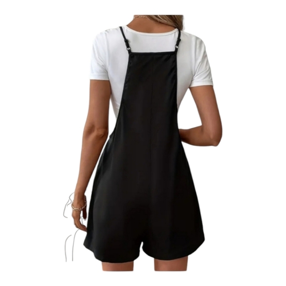 Solid Color Cami Overall Jumpsuit, Loose With Pockets - Picture 3 of 3